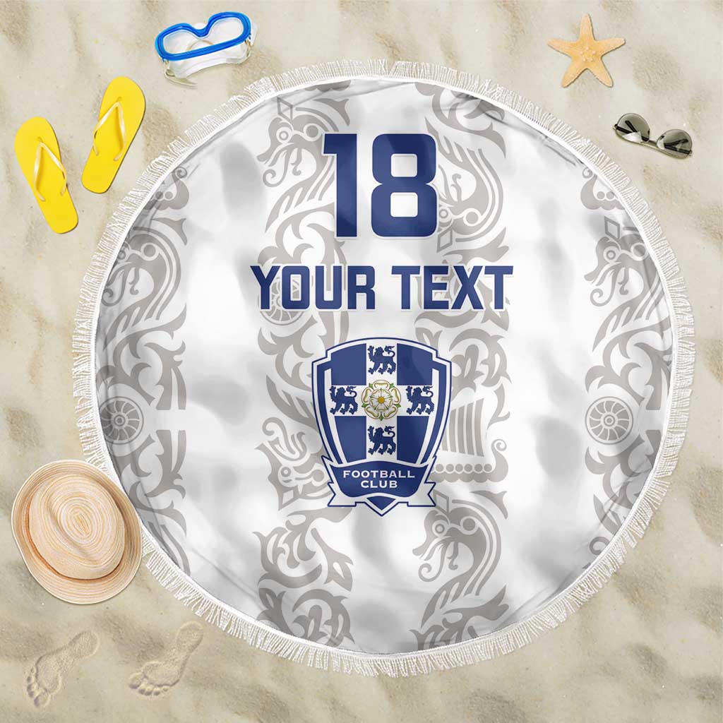 Custom York Minstrel Spirit Beach Blanket Norse Viking Pattern White Version - Wonder Print Shop
