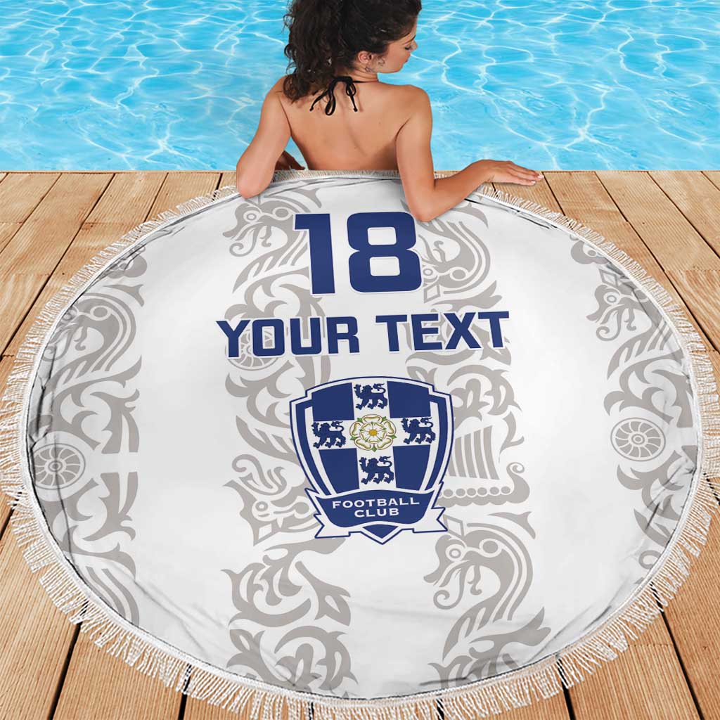 Custom York Minstrel Spirit Beach Blanket Norse Viking Pattern White Version - Wonder Print Shop