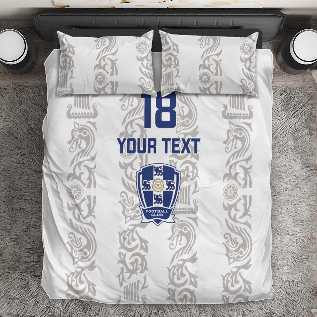 Custom York Minstrel Spirit Bedding Set Norse Viking Pattern White Version - Wonder Print Shop