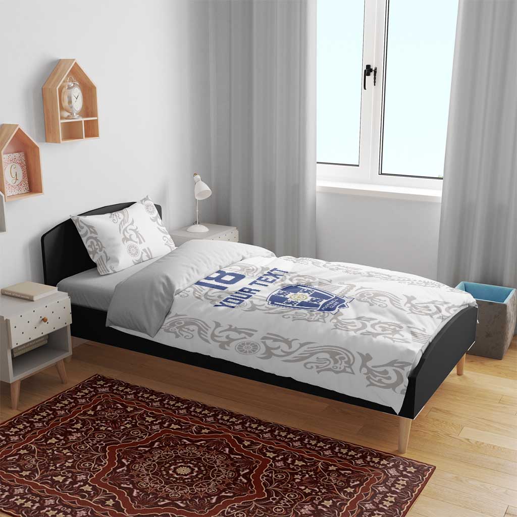 Custom York Minstrel Spirit Bedding Set Norse Viking Pattern White Version - Wonder Print Shop