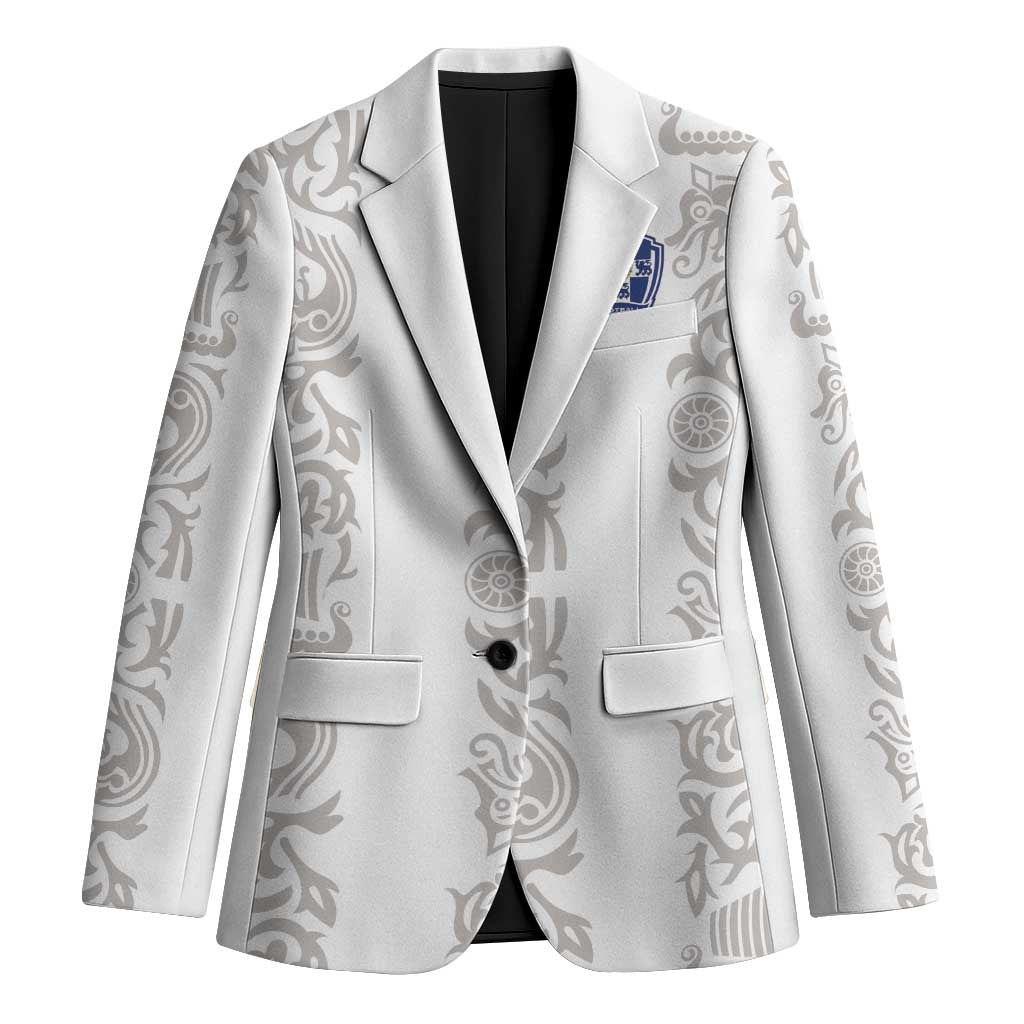 Custom York Minstrel Spirit Blazer Norse Viking Pattern White Version - Wonder Print Shop