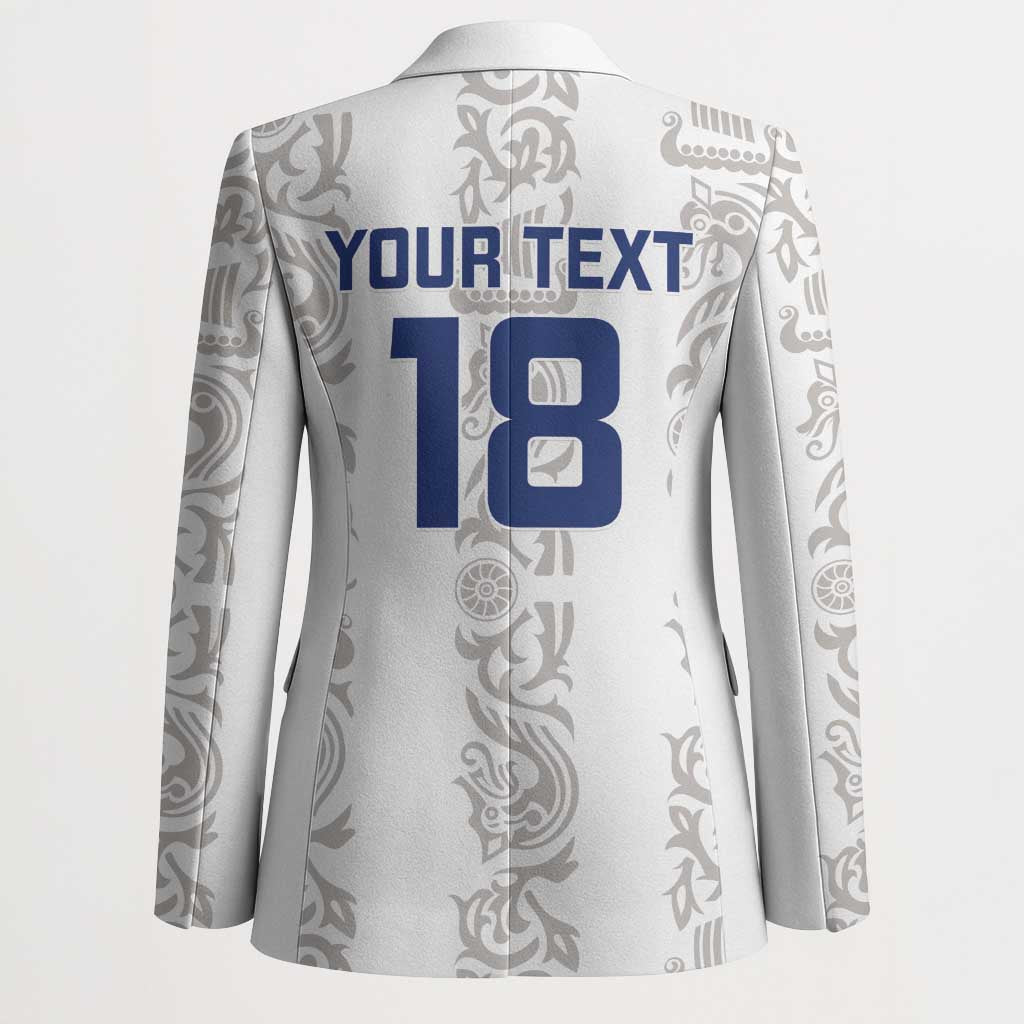 Custom York Minstrel Spirit Blazer Norse Viking Pattern White Version - Wonder Print Shop