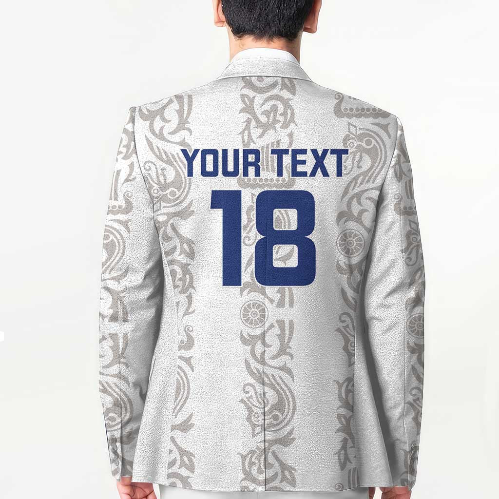 Custom York Minstrel Spirit Blazer Norse Viking Pattern White Version - Wonder Print Shop