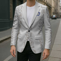 Custom York Minstrel Spirit Blazer Norse Viking Pattern White Version - Wonder Print Shop