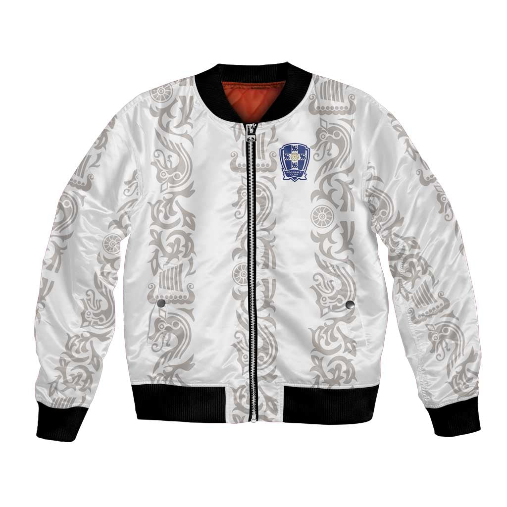 Custom York Minstrel Spirit Bomber Jacket Norse Viking Pattern White Version - Wonder Print Shop