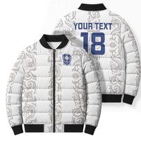 Custom York Minstrel Spirit Bomber Puffer Jacket Norse Viking Pattern White Version - Wonder Print Shop