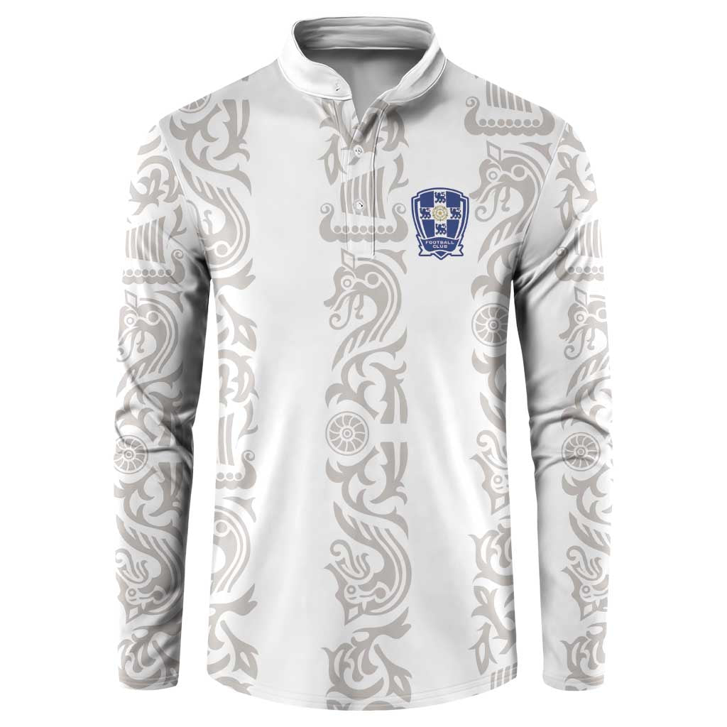 Custom York Minstrel Spirit Button Sweatshirt Norse Viking Pattern White Version - Wonder Print Shop