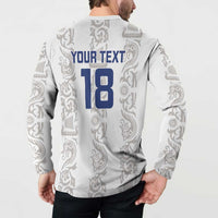 Custom York Minstrel Spirit Button Sweatshirt Norse Viking Pattern White Version - Wonder Print Shop