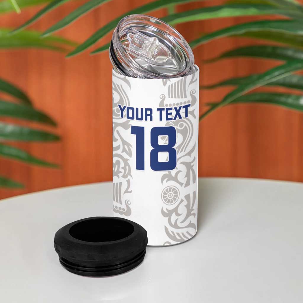 Custom York Minstrel Spirit 4 in 1 Can Cooler Tumbler Norse Viking Pattern White Version - Wonder Print Shop