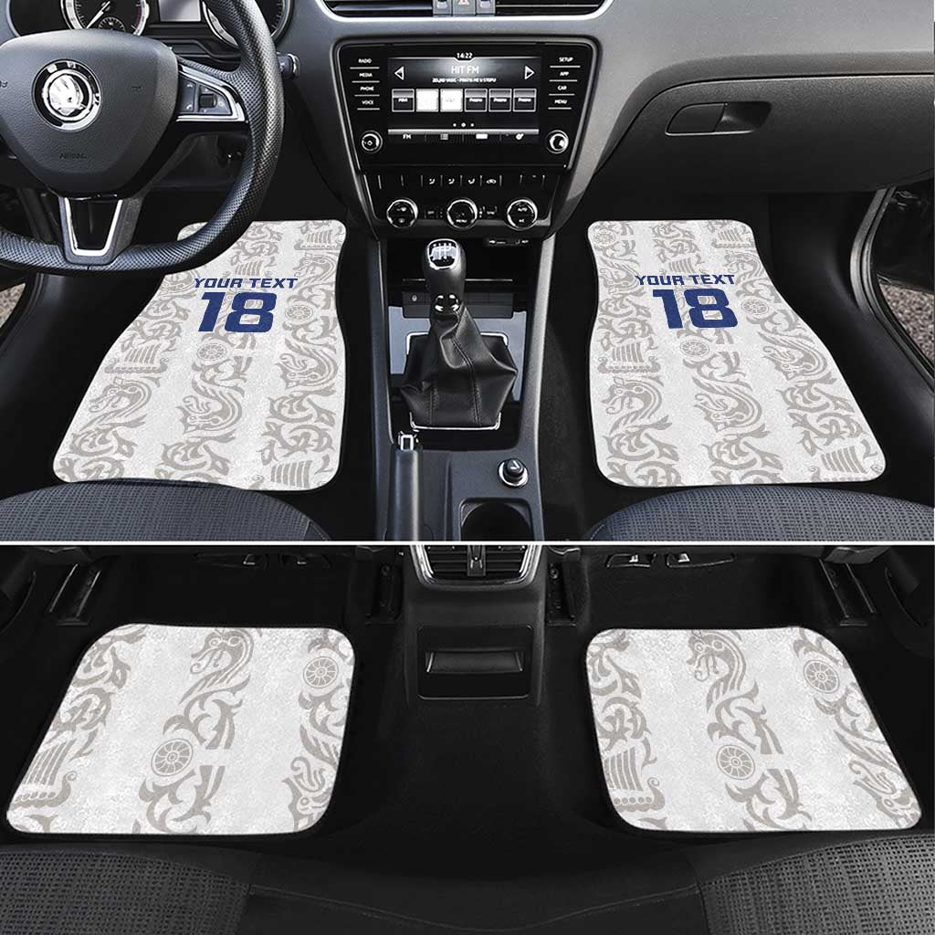 Custom York Minstrel Spirit Car Mats Norse Viking Pattern White Version - Wonder Print Shop