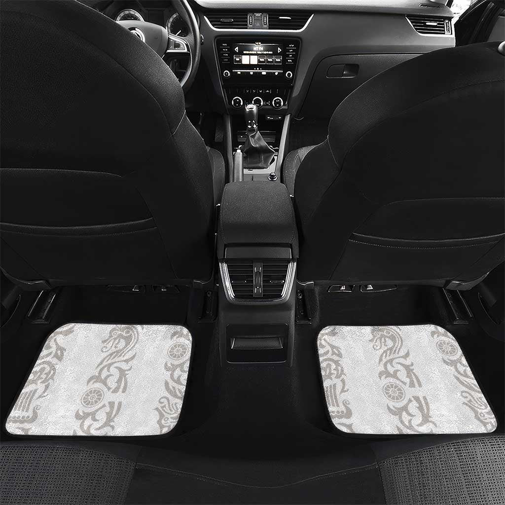 Custom York Minstrel Spirit Car Mats Norse Viking Pattern White Version - Wonder Print Shop