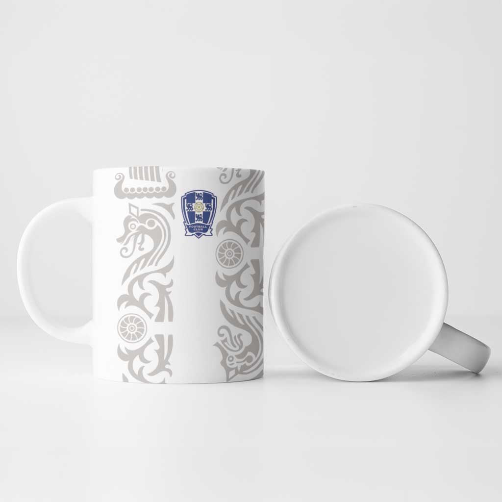 Custom York Minstrel Spirit Ceramic Mug Norse Viking Pattern White Version - Wonder Print Shop