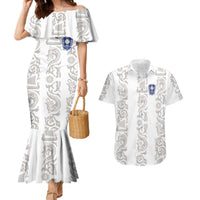 Custom York Minstrel Spirit Couples Matching Mermaid Dress and Hawaiian Shirt Norse Viking Pattern White Version - Wonder Print Shop