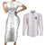 Custom York Minstrel Spirit Couples Matching Short Sleeve Bodycon Dress and Long Sleeve Button Shirt Norse Viking Pattern White Version - Wonder Print Shop