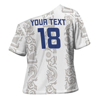 Custom York Minstrel Spirit Cross Shoulder Shirt Norse Viking Pattern White Version - Wonder Print Shop
