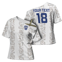Custom York Minstrel Spirit Cross Shoulder Shirt Norse Viking Pattern White Version - Wonder Print Shop
