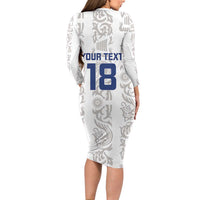 Custom York Minstrel Spirit Family Matching Long Sleeve Bodycon Dress and Hawaiian Shirt Norse Viking Pattern White Version - Wonder Print Shop