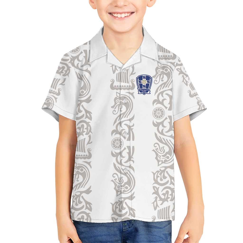 Custom York Minstrel Spirit Family Matching Long Sleeve Bodycon Dress and Hawaiian Shirt Norse Viking Pattern White Version - Wonder Print Shop