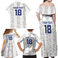 Custom York Minstrel Spirit Family Matching Off Shoulder Maxi Dress and Hawaiian Shirt Norse Viking Pattern White Version - Wonder Print Shop