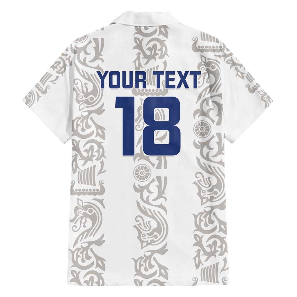 Custom York Minstrel Spirit Family Matching Off Shoulder Maxi Dress and Hawaiian Shirt Norse Viking Pattern White Version - Wonder Print Shop