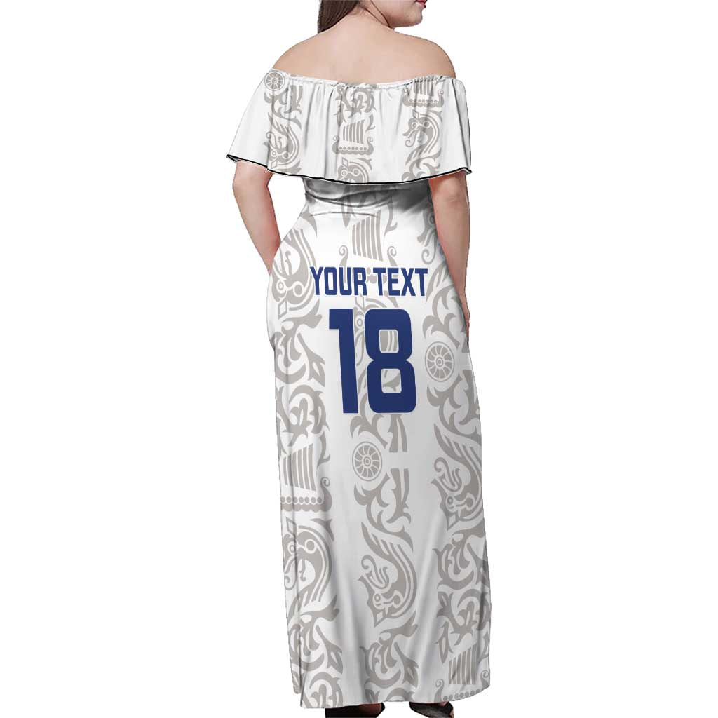 Custom York Minstrel Spirit Family Matching Off Shoulder Maxi Dress and Hawaiian Shirt Norse Viking Pattern White Version - Wonder Print Shop