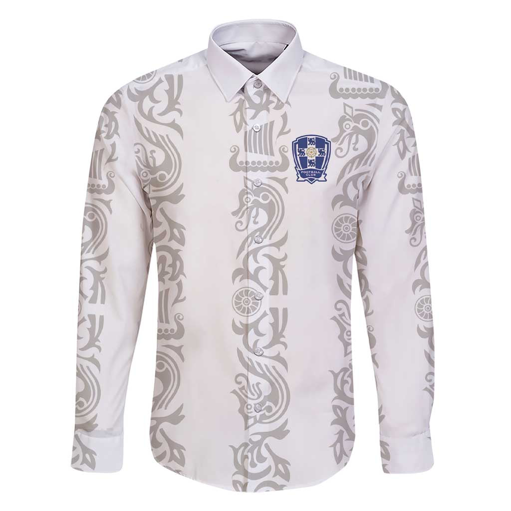 Custom York Minstrel Spirit Family Matching Short Sleeve Bodycon Dress and Hawaiian Shirt Norse Viking Pattern White Version - Wonder Print Shop