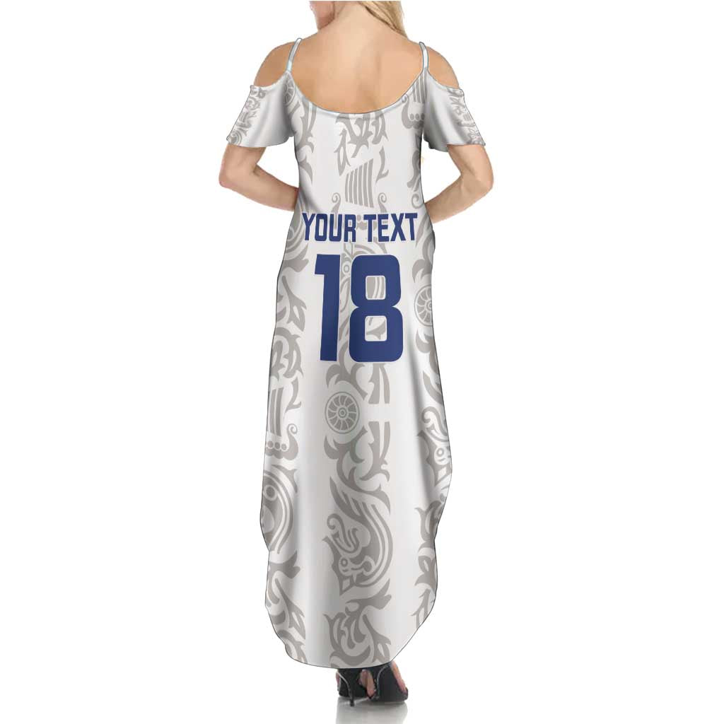 Custom York Minstrel Spirit Family Matching Summer Maxi Dress and Hawaiian Shirt Norse Viking Pattern White Version - Wonder Print Shop