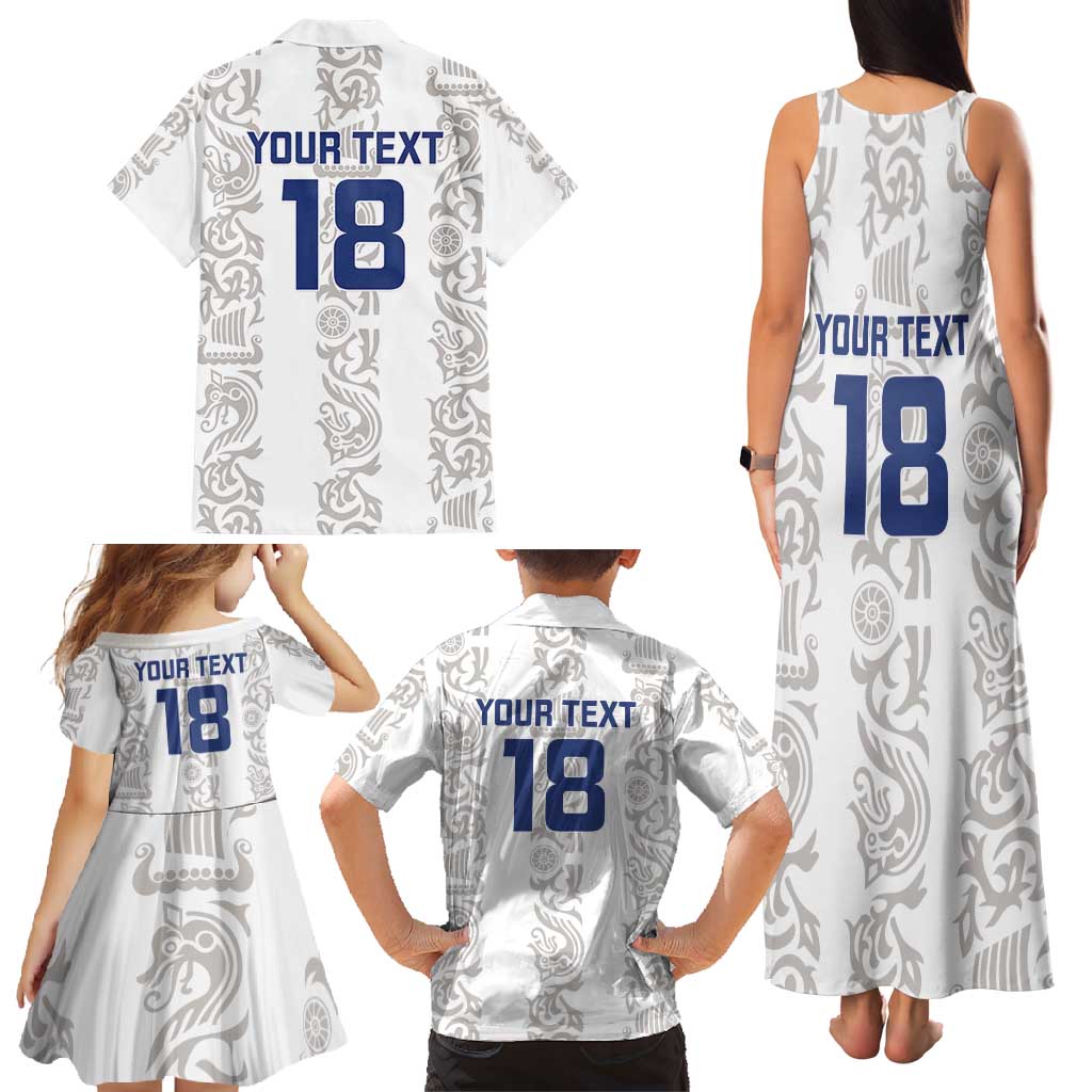 Custom York Minstrel Spirit Family Matching Tank Maxi Dress and Hawaiian Shirt Norse Viking Pattern White Version - Wonder Print Shop