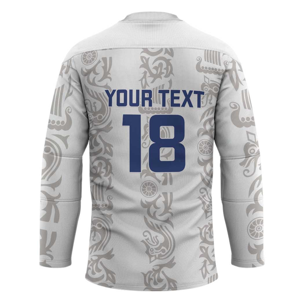 Custom York Minstrel Spirit Hockey Jersey Norse Viking Pattern White Version - Wonder Print Shop