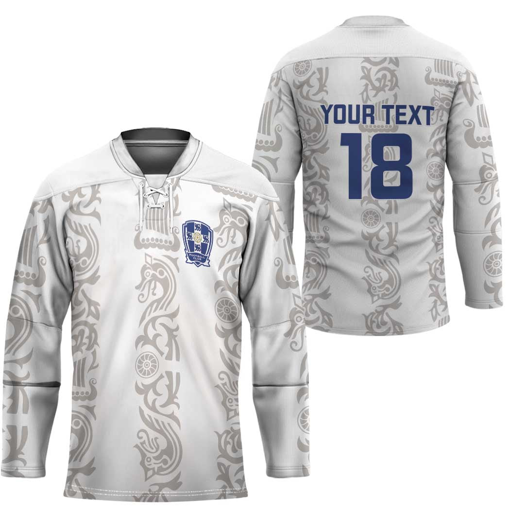 Custom York Minstrel Spirit Hockey Jersey Norse Viking Pattern White Version - Wonder Print Shop
