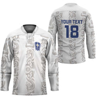 Custom York Minstrel Spirit Hockey Jersey Norse Viking Pattern White Version - Wonder Print Shop