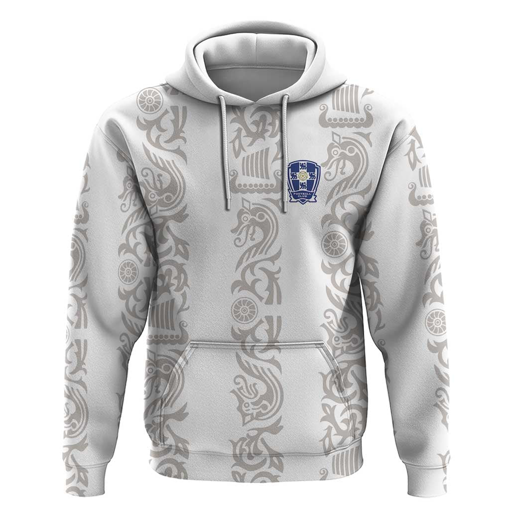 Custom York Minstrel Spirit Hoodie Norse Viking Pattern White Version - Wonder Print Shop