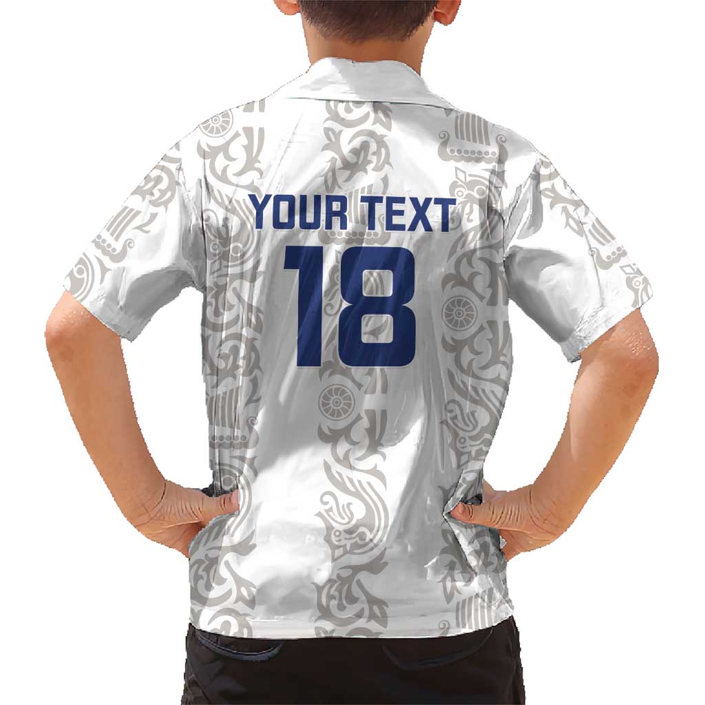 Custom York Minstrel Spirit Kid Hawaiian Shirt Norse Viking Pattern White Version - Wonder Print Shop
