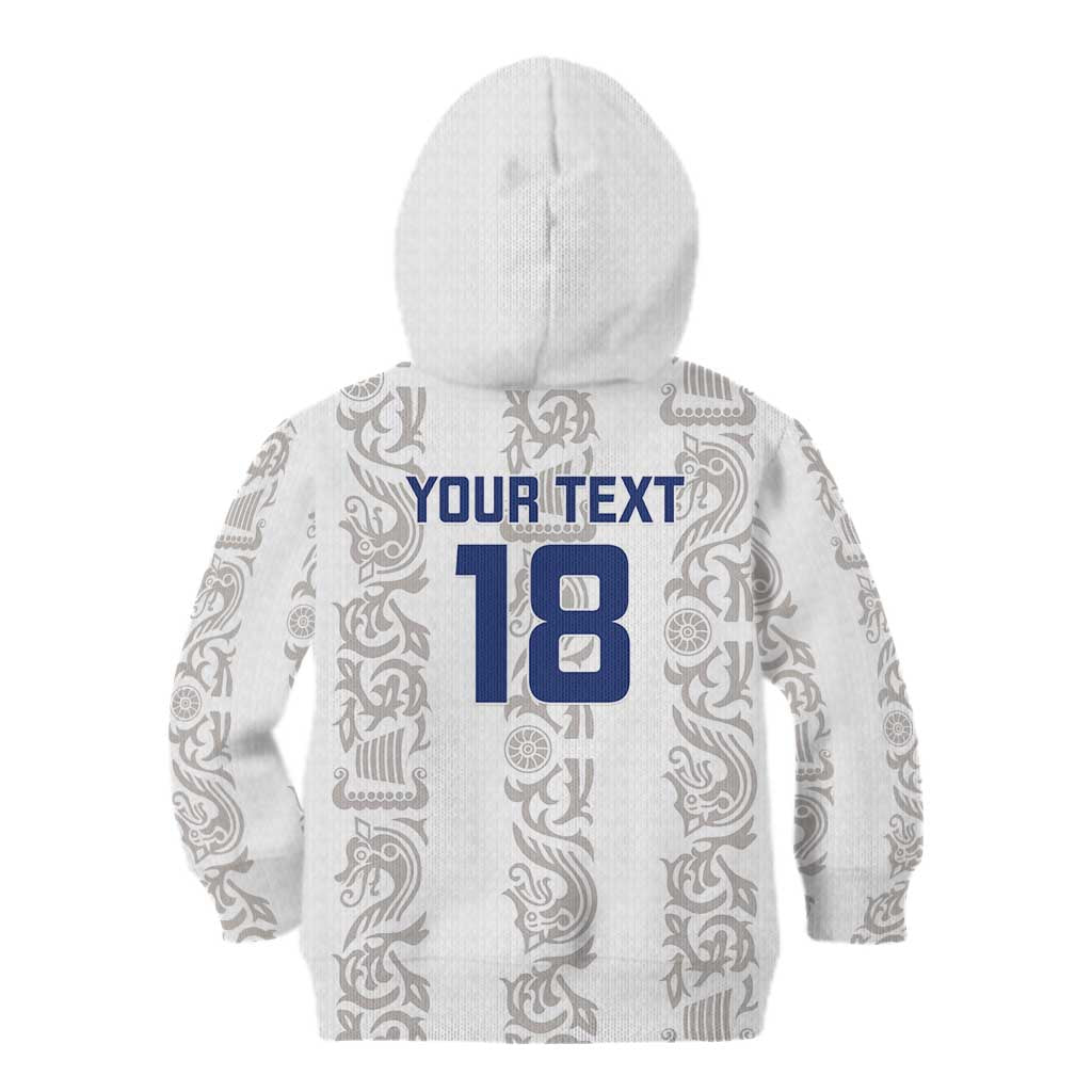 Custom York Minstrel Spirit Kid Hoodie Norse Viking Pattern White Version - Wonder Print Shop
