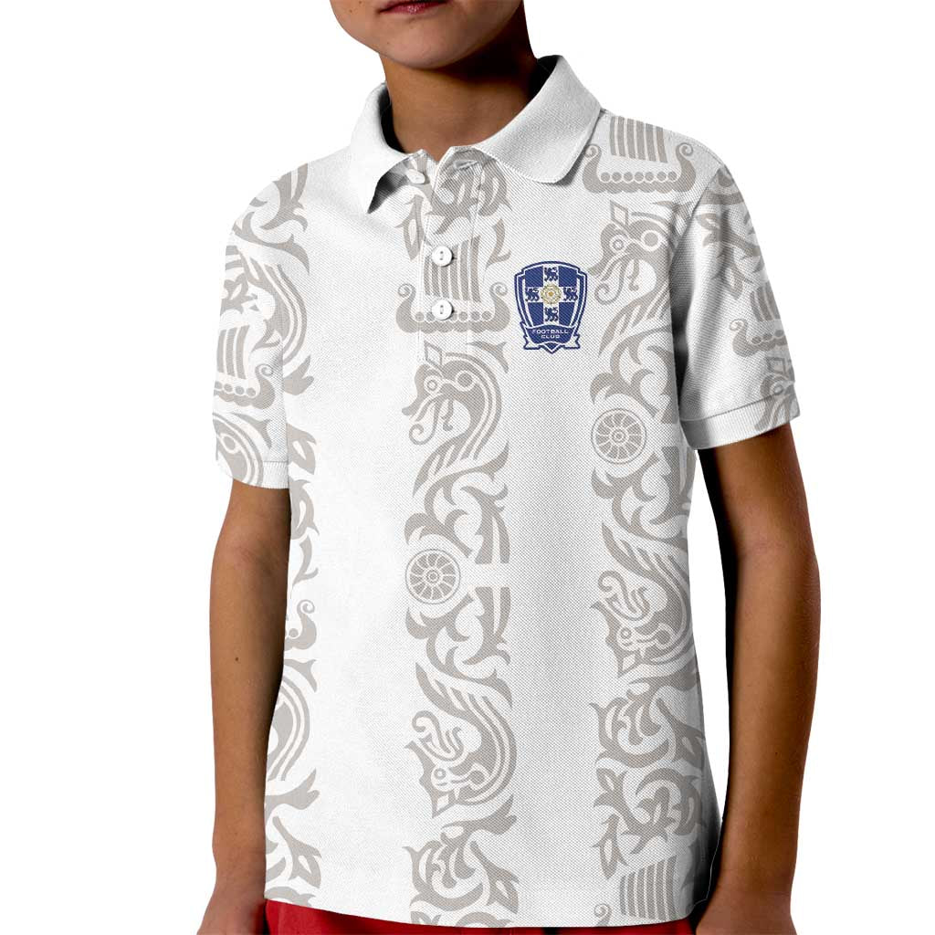 Custom York Minstrel Spirit Kid Polo Shirt Norse Viking Pattern White Version - Wonder Print Shop
