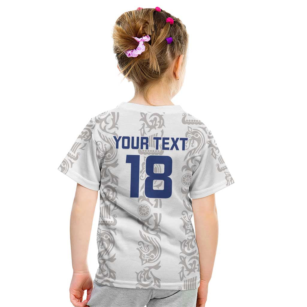 Custom York Minstrel Spirit Kid T Shirt Norse Viking Pattern White Version - Wonder Print Shop