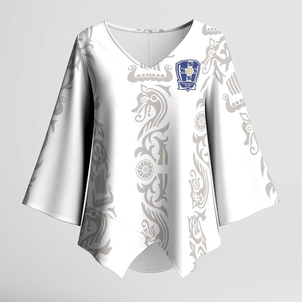 Custom York Minstrel Spirit Kimono Sleeve Blouse Norse Viking Pattern White Version - Wonder Print Shop