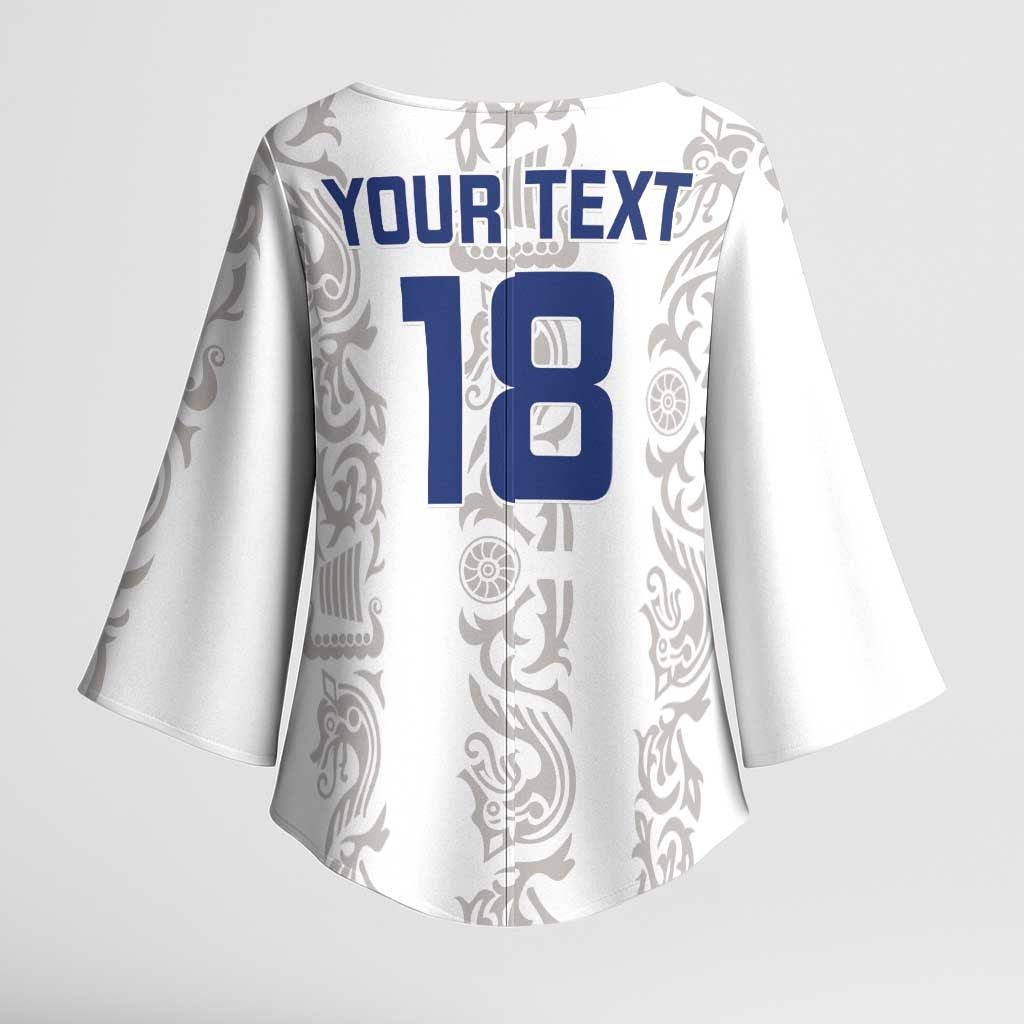 Custom York Minstrel Spirit Kimono Sleeve Blouse Norse Viking Pattern White Version - Wonder Print Shop