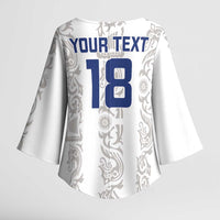 Custom York Minstrel Spirit Kimono Sleeve Blouse Norse Viking Pattern White Version - Wonder Print Shop