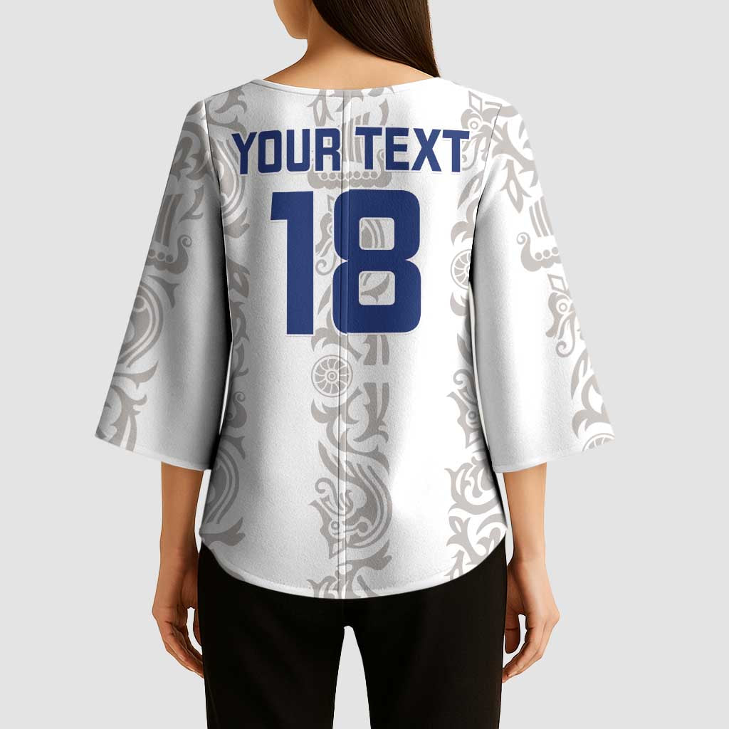 Custom York Minstrel Spirit Kimono Sleeve Blouse Norse Viking Pattern White Version - Wonder Print Shop