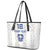 Custom York Minstrel Spirit Leather Tote Bag Norse Viking Pattern White Version - Wonder Print Shop