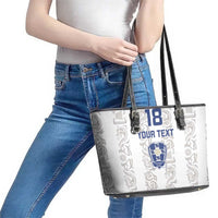 Custom York Minstrel Spirit Leather Tote Bag Norse Viking Pattern White Version - Wonder Print Shop