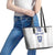 Custom York Minstrel Spirit Leather Tote Bag Norse Viking Pattern White Version - Wonder Print Shop