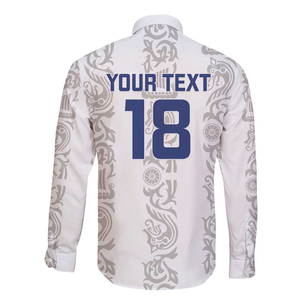 Custom York Minstrel Spirit Long Sleeve Button Shirt Norse Viking Pattern White Version - Wonder Print Shop