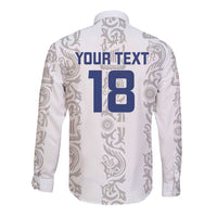 Custom York Minstrel Spirit Long Sleeve Button Shirt Norse Viking Pattern White Version - Wonder Print Shop