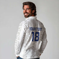 Custom York Minstrel Spirit Long Sleeve Polo Shirt Norse Viking Pattern White Version - Wonder Print Shop