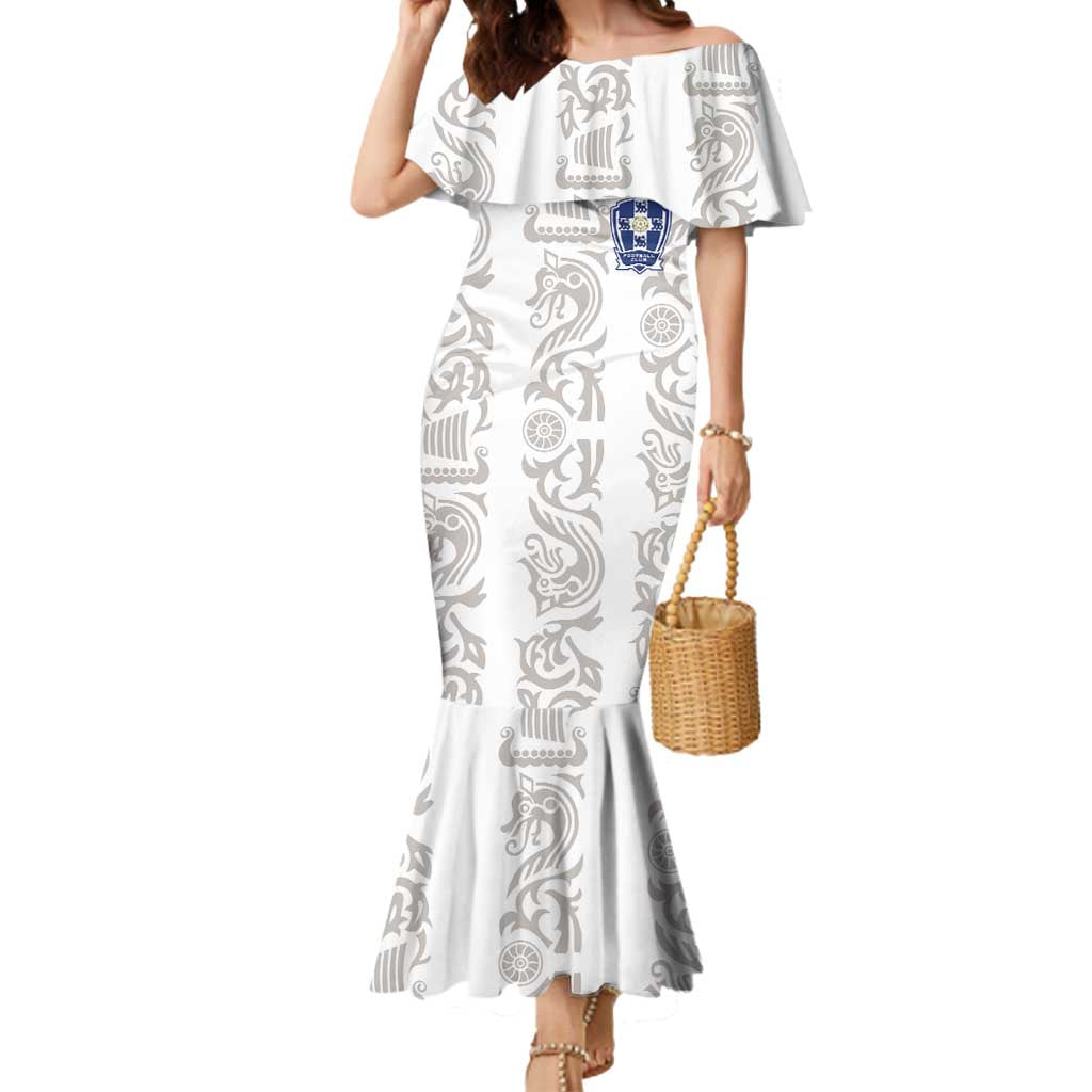 Custom York Minstrel Spirit Mermaid Dress Norse Viking Pattern White Version - Wonder Print Shop