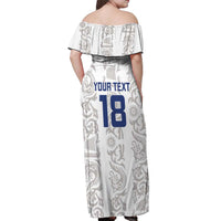 Custom York Minstrel Spirit Off Shoulder Maxi Dress Norse Viking Pattern White Version - Wonder Print Shop