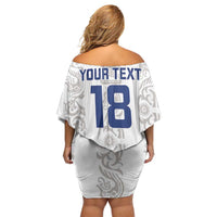 Custom York Minstrel Spirit Off Shoulder Short Dress Norse Viking Pattern White Version - Wonder Print Shop