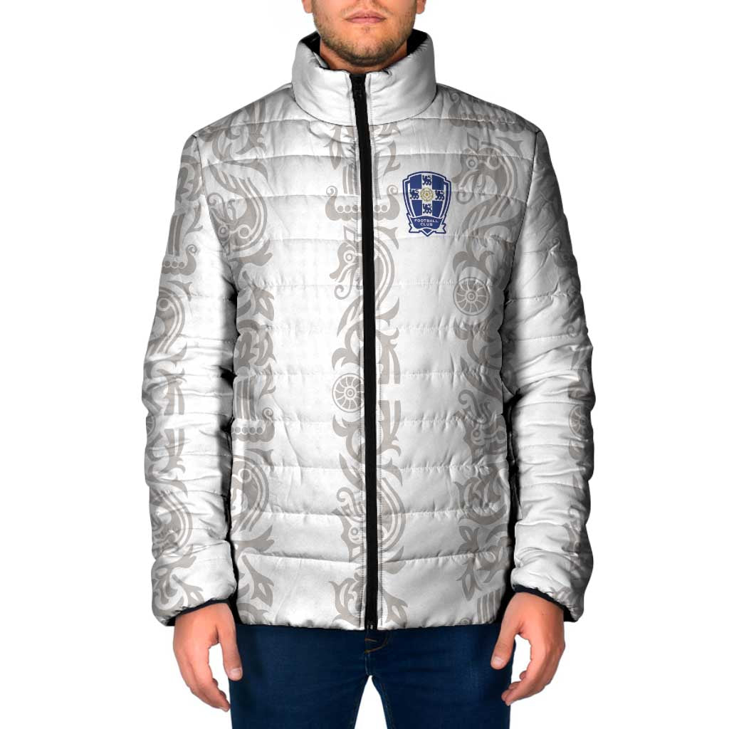 Custom York Minstrel Spirit Padded Jacket Norse Viking Pattern White Version - Wonder Print Shop